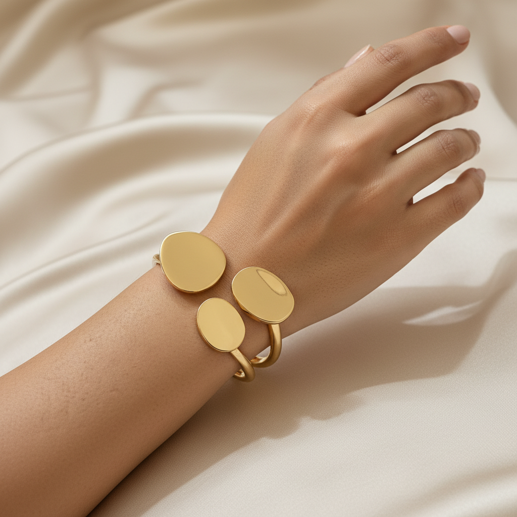 Ekrowl Orbital-Glow: Anti-Tarnish Geometric Statement Cuff