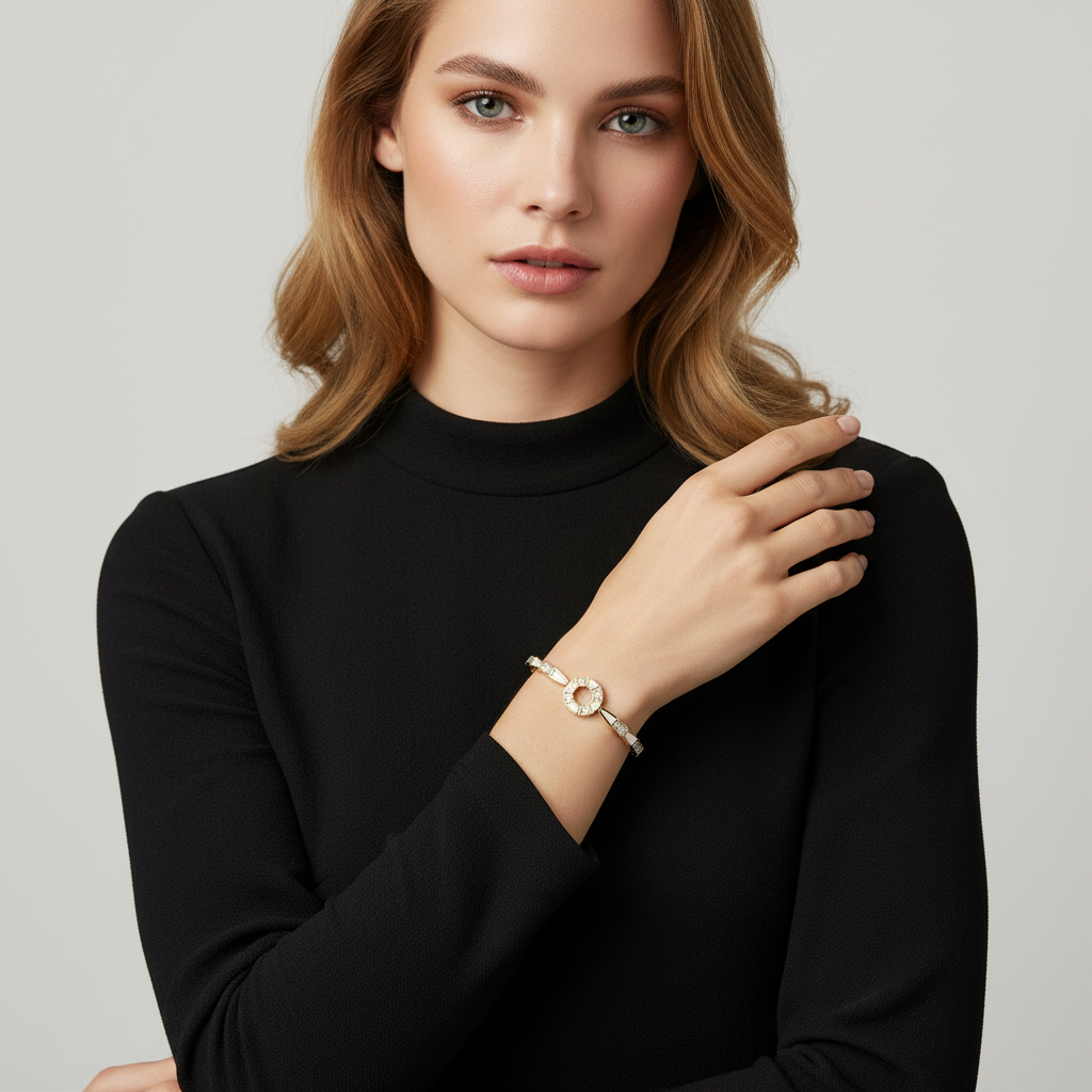 Ekrowl Eternal-Glow: Anti-Tarnish Geometric Disc Link Bracelet