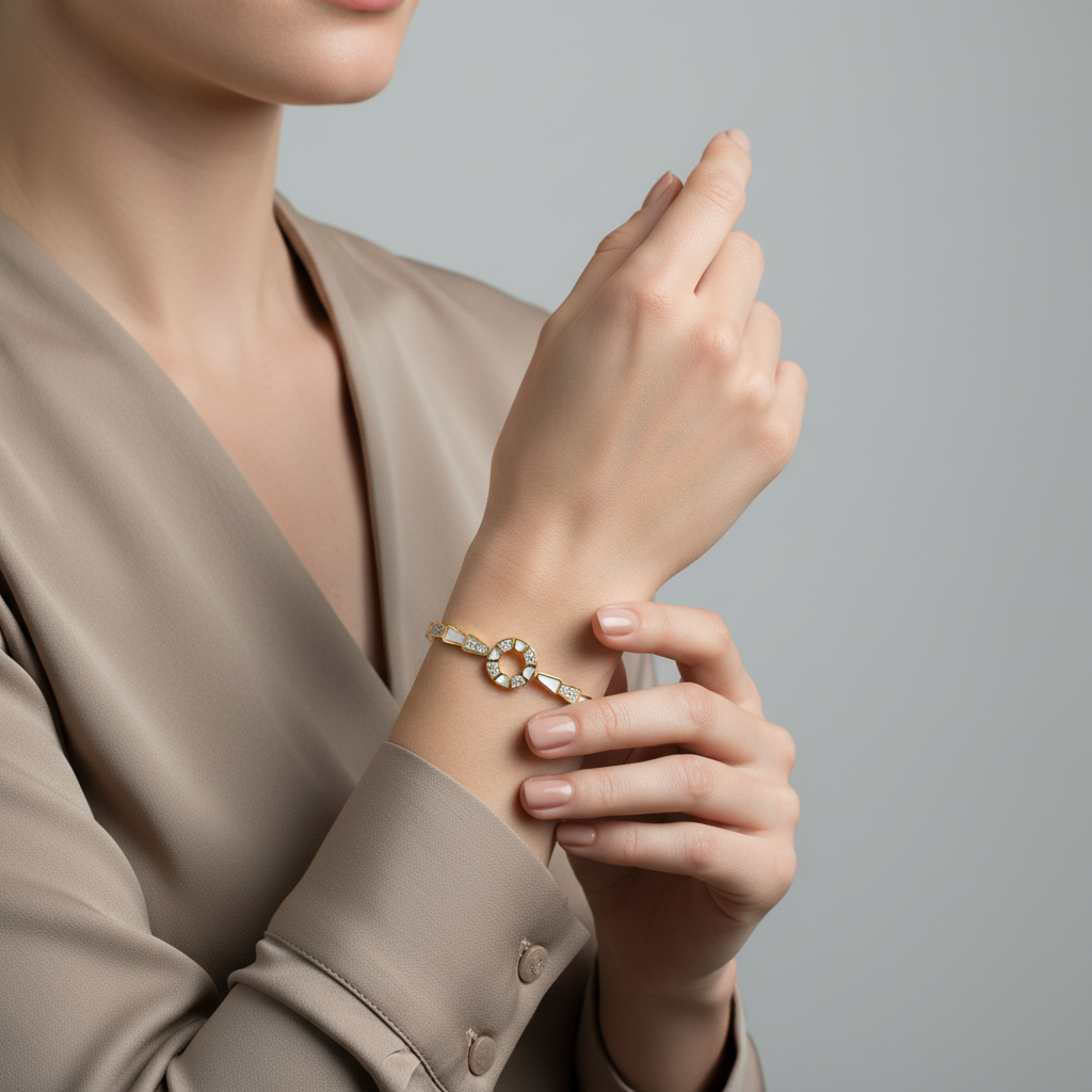 Ekrowl Eternal-Glow: Anti-Tarnish Geometric Disc Link Bracelet