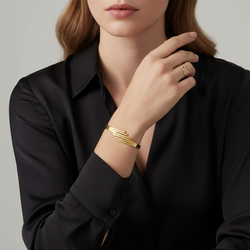Ekrowl Horizon-Link: 18K Gold Anti-Tarnish Modern Design Bracelet