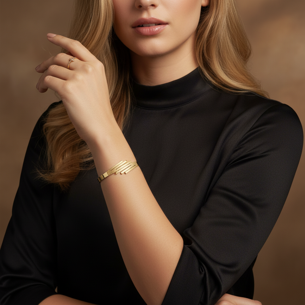 Ekrowl Horizon-Link: 18K Gold Anti-Tarnish Modern Design Bracelet