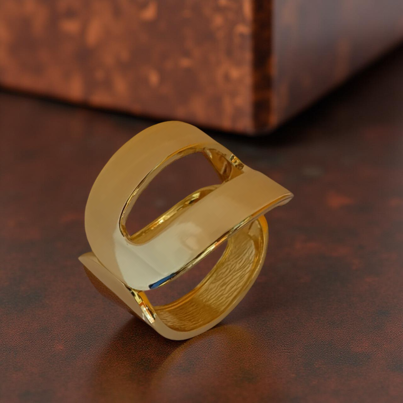 Ekrowl Zenith-Cuff: 18K Gold-Plated Architectural Split-Frame Bangle
