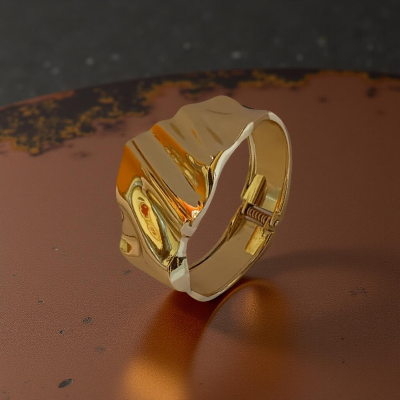 Ekrowl Molten-Glow: Anti-Tarnish Liquid Gold Sculpted Bangle