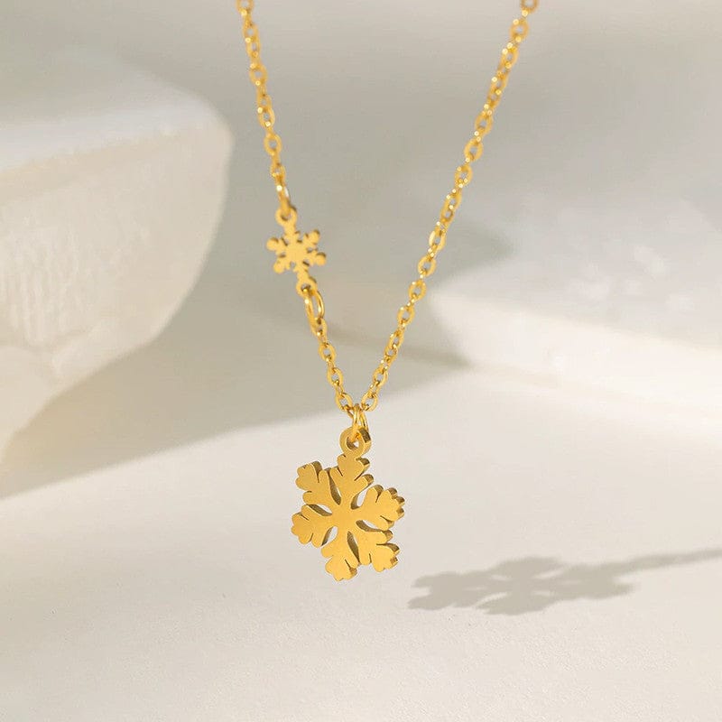 18k Gold Plated Dainty Snowflake Anti-Tarnish Pendant Necklace
