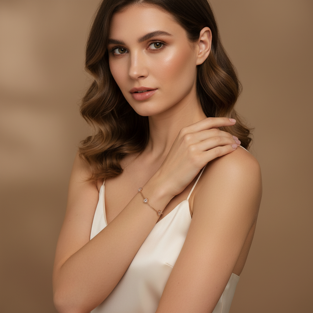 Ekrowl Cupid-Link: 18K Gold Anti-Tarnish Heart Design Bracelet