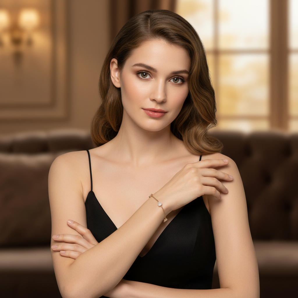 Ekrowl Cupid-Link: 18K Gold Anti-Tarnish Heart Design Bracelet