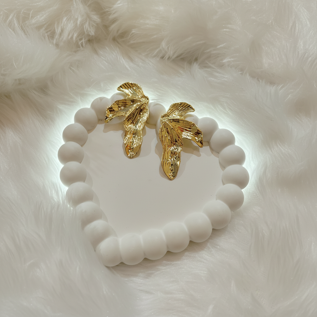 Gilded Orchid Petal Sculpted Studs