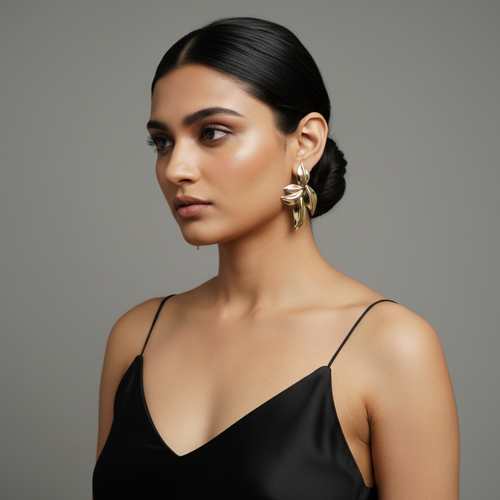 Silver Glaze Multi-Leaf Statement Studs