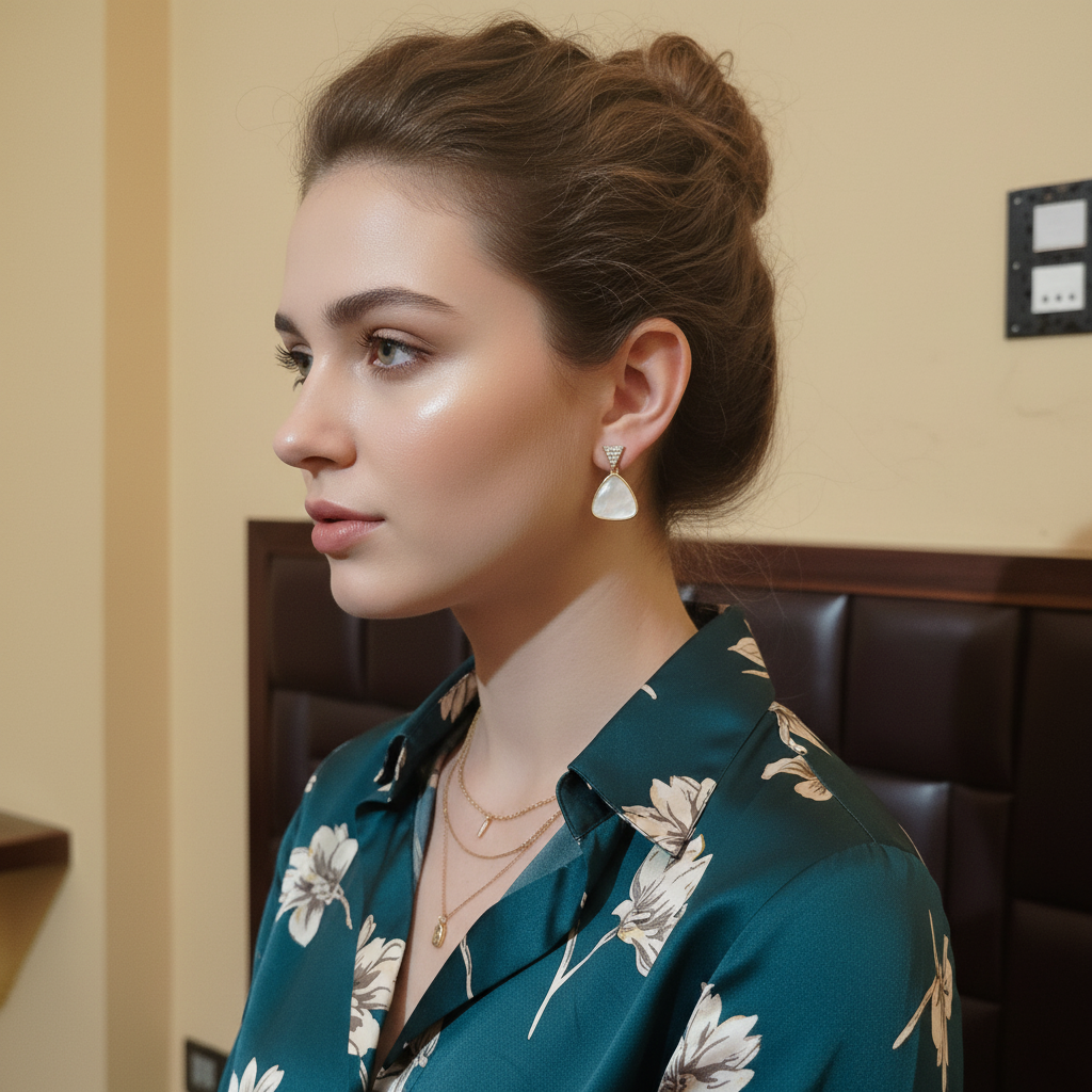 Crystal Triangle & Moonlight Drop Earrings