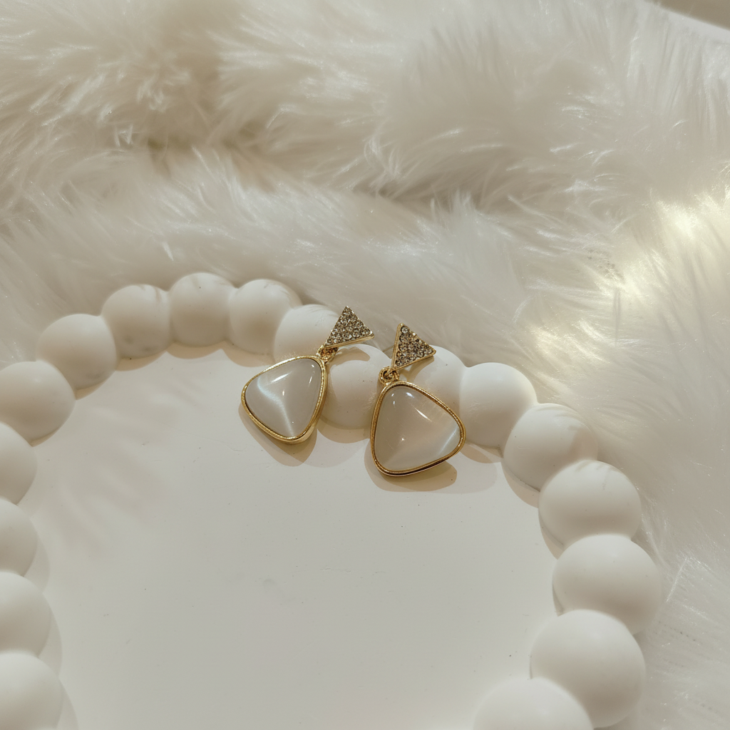 Crystal Triangle & Moonlight Drop Earrings