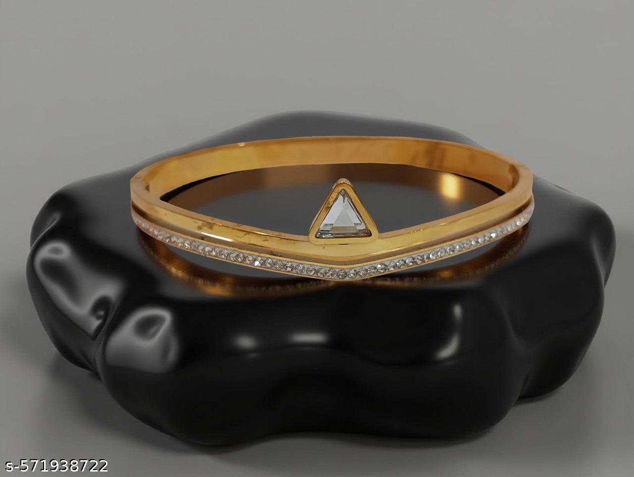 Ekrowl Prism-Peak: Anti-Tarnish Geometric V-Shape Statement Bracelet